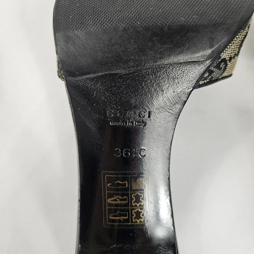 Y2k Gucci by Tom Ford Monogram Mules Pumps Gray Vintage - Size 36.5 EU